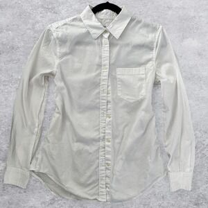 Gap White Fitted Boyfriend Shirt Women Small Long Sleeve Cotton Button Down